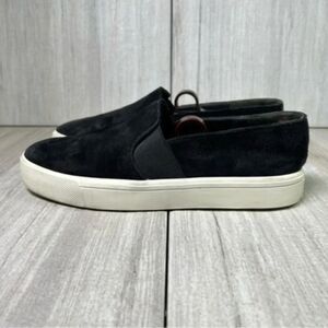 Vince Blair Warren Black Slip On Suede Sneaker Casual Shoes Womens Size 7 EUR 37